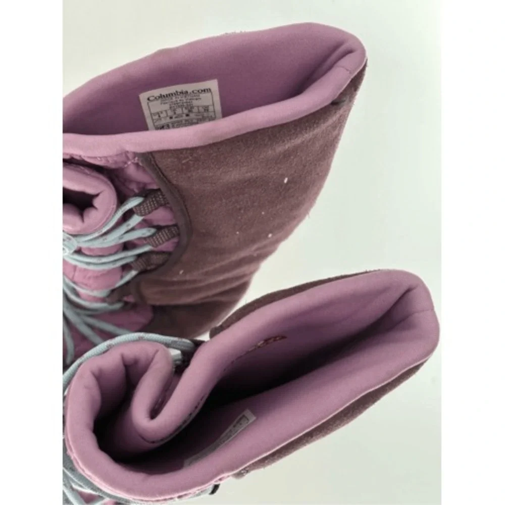 Columbia Boots Waterproof Winter Tall Loveland Kids Girls 4 Purple Pink Lace‎ Up